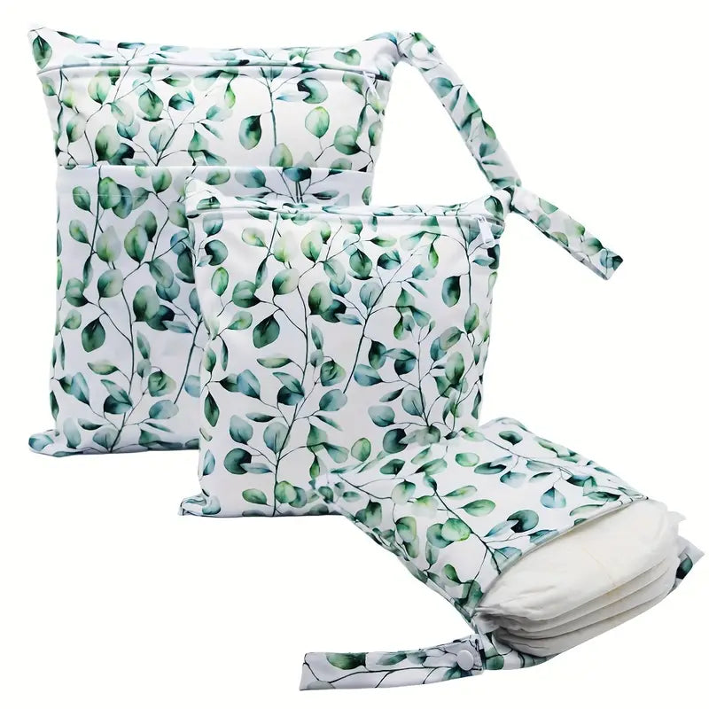 [Reusable Wet] 3pcs Wet Diaper Bags | Reusable | Wet Dry Bags for Cloth Diapers&Breast Pump Parts | Two Zippered Pockets & Handle | Beach Pool Gym Bag Stroller Yoga Toiletries Daycare Organizer